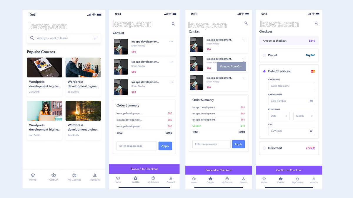 Flutter仿Udemy在线课程学习系统APP源码(含Web前后端)