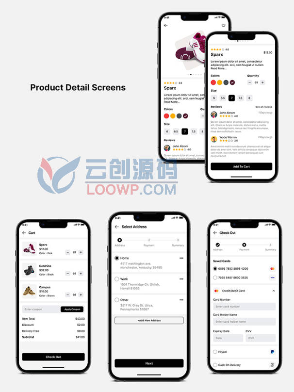 Flutter外贸运动鞋休闲鞋销售商城APP源码(仅UI无后端)