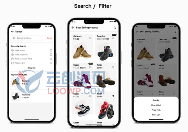 Flutter外贸运动鞋休闲鞋销售商城APP源码(仅UI无后端)