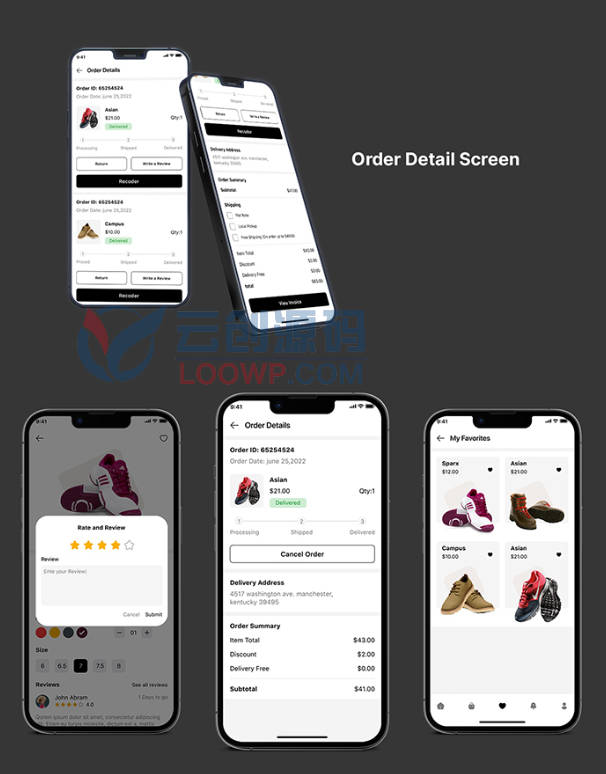 Flutter外贸运动鞋休闲鞋销售商城APP源码(仅UI无后端)