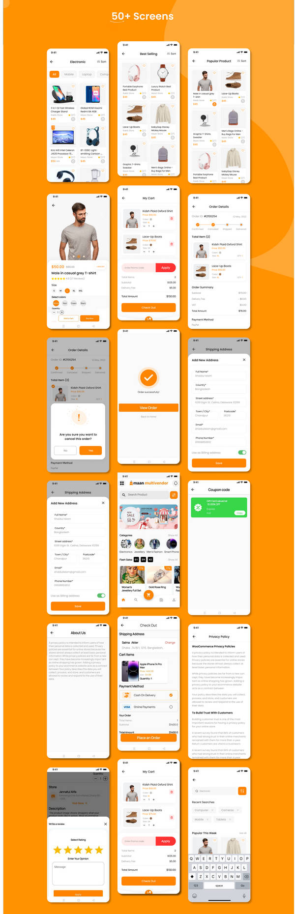 含50屏Flutter购物商城买家端APP源码(WP后端)