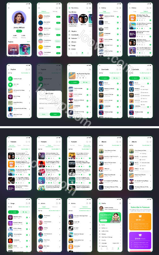 含160屏手机端在线音乐流播放React Native CLI UI源码(无后端)