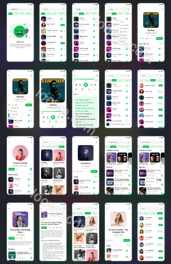 含160屏手机端在线音乐流播放React Native CLI UI源码(无后端)