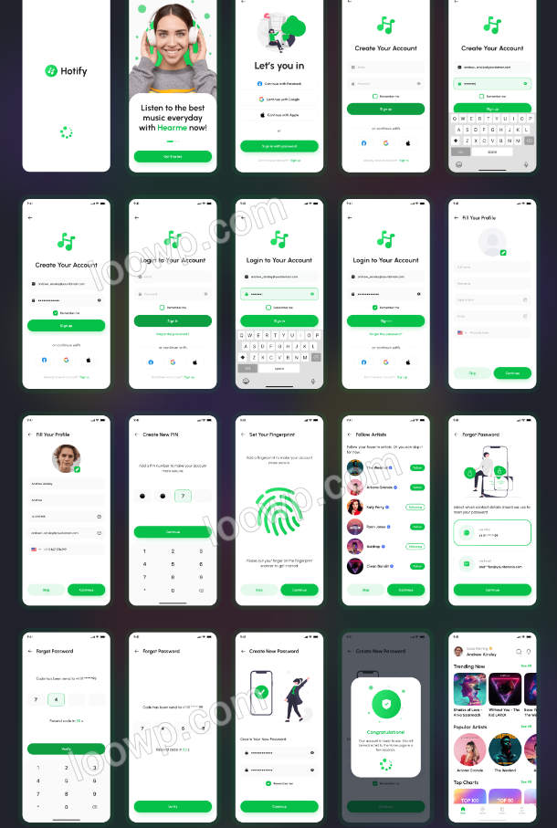 含160屏手机端在线音乐流播放React Native CLI UI源码(无后端)