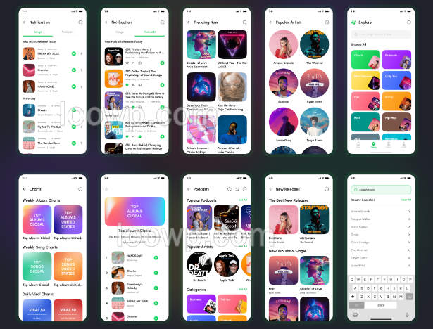 含160屏手机端在线音乐流播放React Native CLI UI源码(无后端)