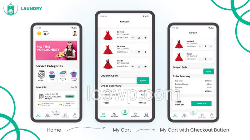 Flutter干洗店预约系统APP源码带后端/洗衣预约上门取件系统