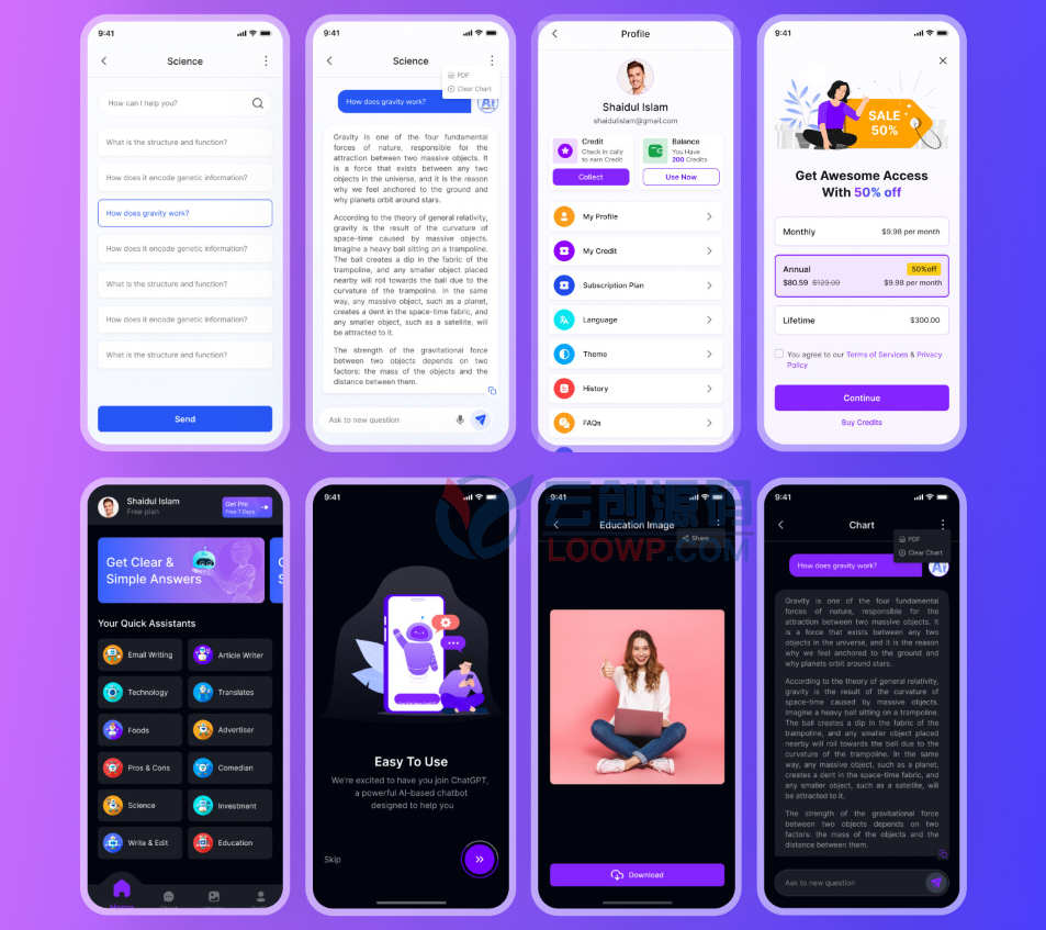 Flutter人机对话AI创作助手APP源码/SaaS订阅/全开源