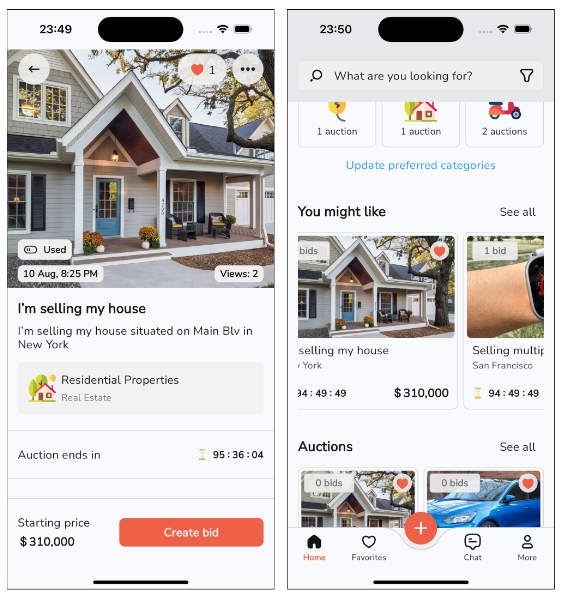 全开源Flutter二手物品拍卖平台APP源码(含Web前后端)