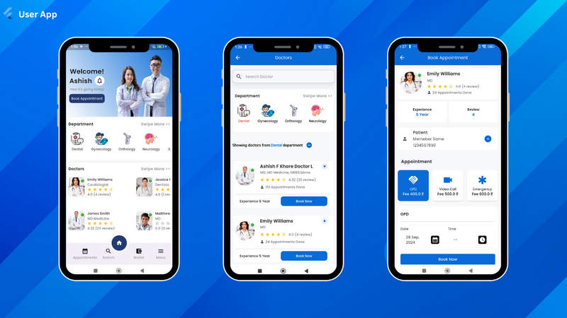 Flutter私人诊所管理系统和在线预约看病APP源码(含Web前后端)