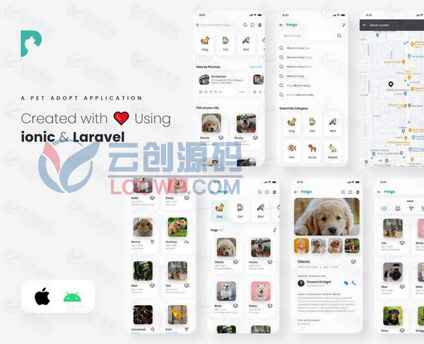 PetMall宠物分类市场和宠物领养Ionic双端APP源码+laravel后端