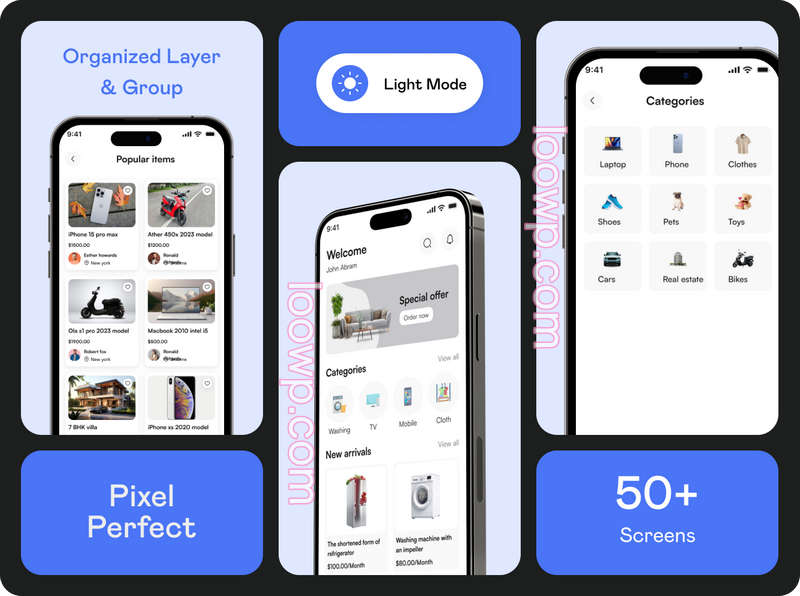 含50屏Flutter二手产品买卖交易APP源码(仅UI模板无后端)