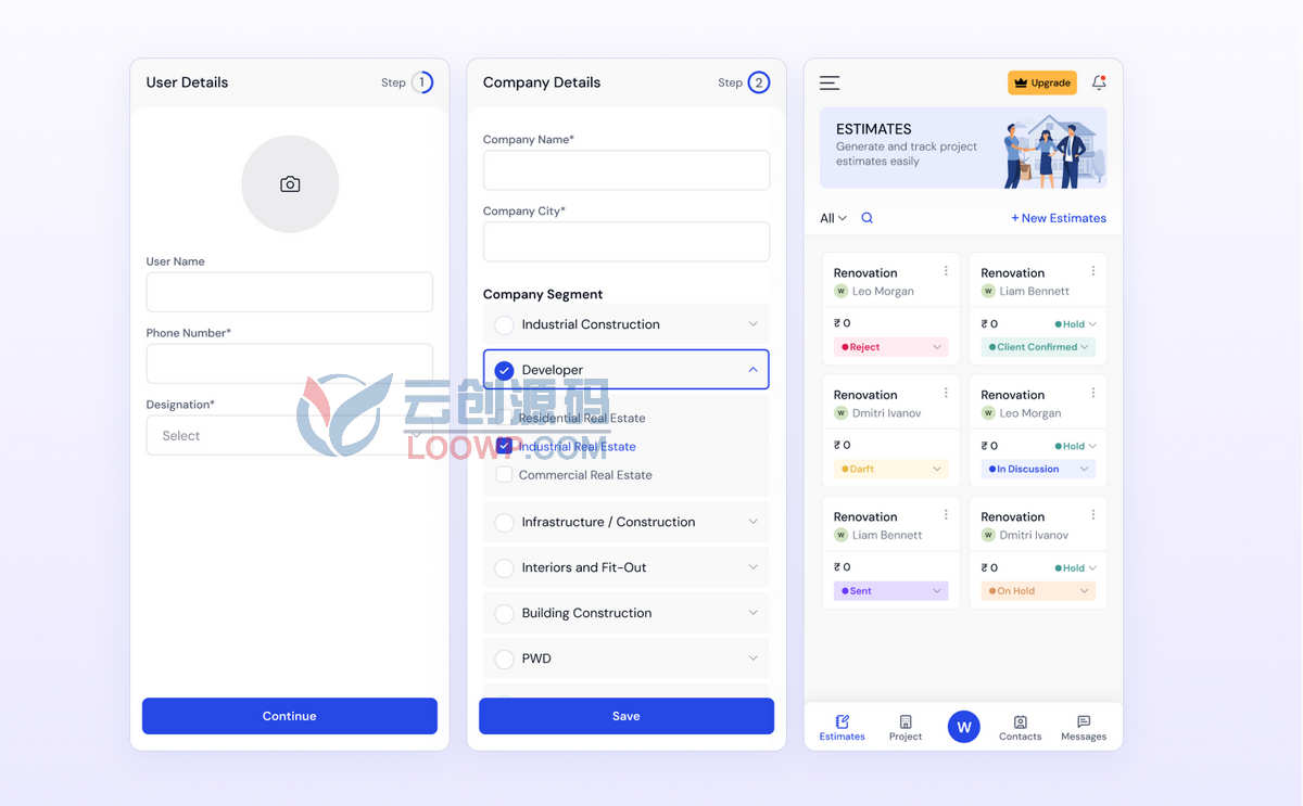 含90屏React Native建筑施工项目管理APP源码(仅UI)