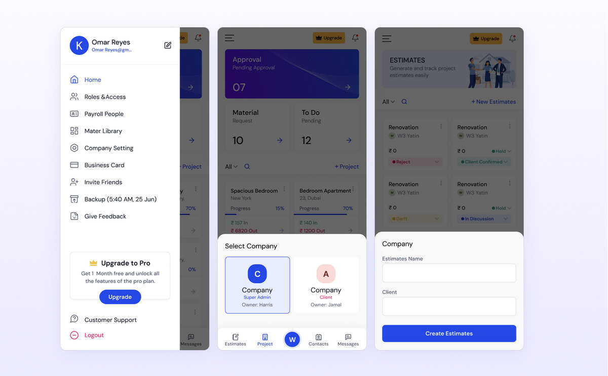 含90屏React Native建筑施工项目管理APP源码(仅UI)