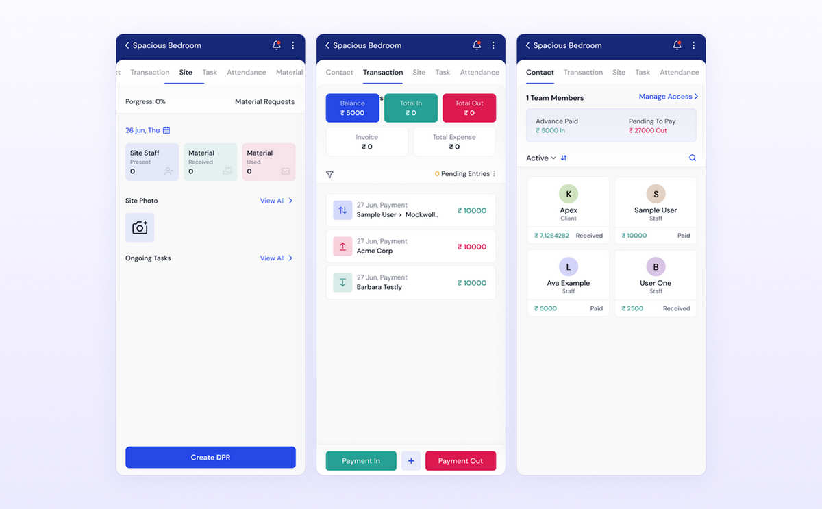 含90屏React Native建筑施工项目管理APP源码(仅UI)