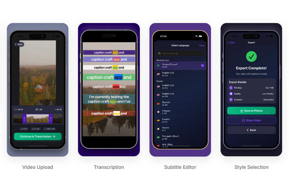 AI短视频字幕生成器iOS应用源码/SwiftUI字幕识别APP源码