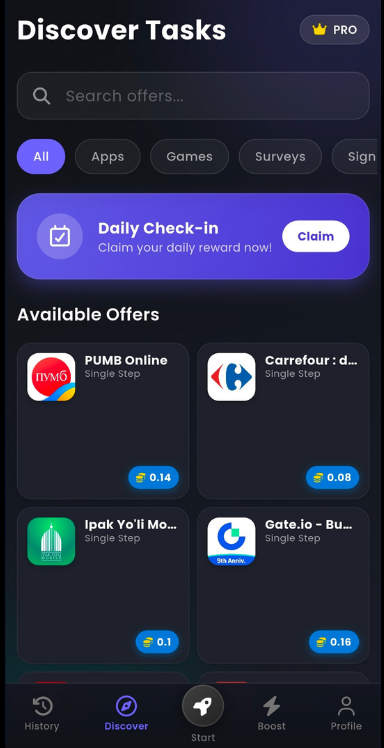 Flutter游戏试玩看广告做任务赚钱APP源码(带PHP后端)