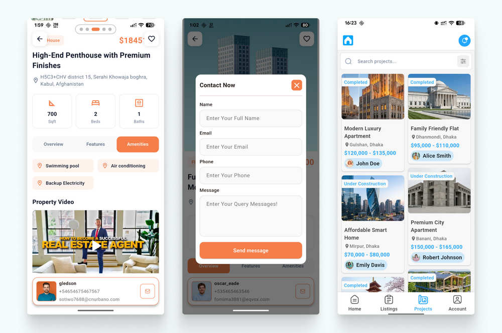 Flutter房地产中介租售APP源码/房源浏览APP/含Web前后端