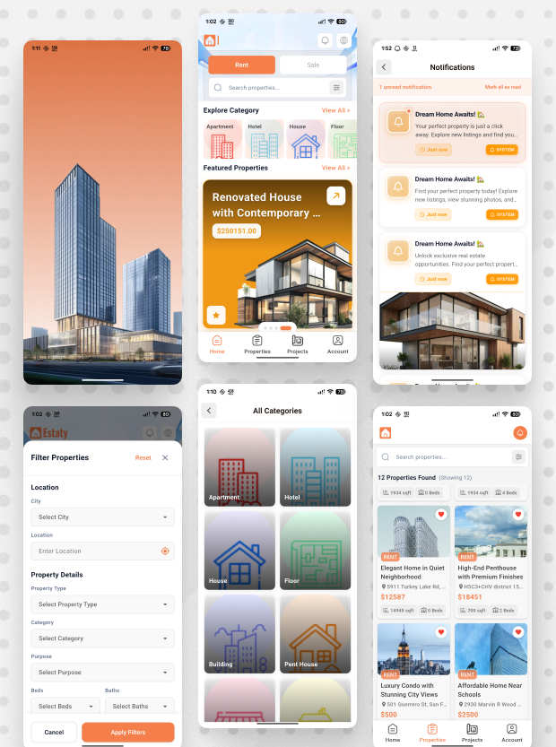 Flutter房地产中介租售APP源码/房源浏览APP/含Web前后端