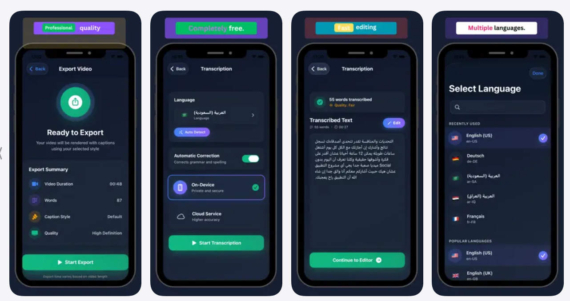 iOS SwiftUI智能AI字幕生成器APP源码_视频自动加字幕